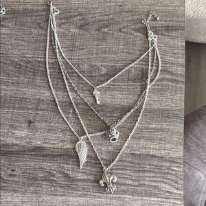 Silver Layered Necklace Set